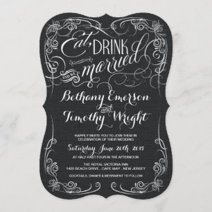 Invitation Toile de jute noire rustique découpée avec des