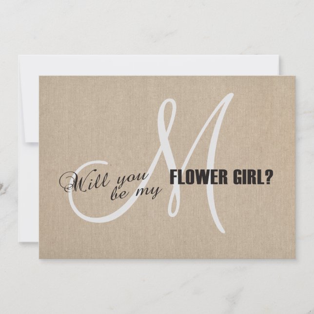 Invitation Toile de lin rustique pour mariage sois ma demoise (Devant)