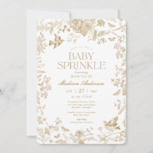 Invitation Toile D'Or De Jouy French Floral Bébé Sprinkel