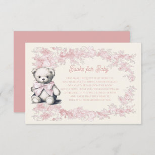 Invitation Toile Floral rose Teddy Livres pour bébé
