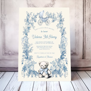 Invitation Toile Floral Teddy Bear Baby shower de transport