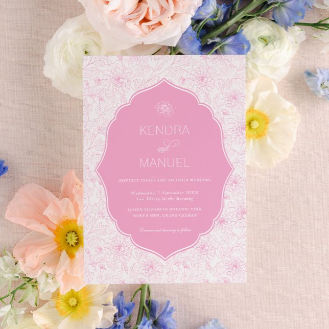 Invitation Toile Florale Fancy Rose Mariage (Créateur téléchargé)