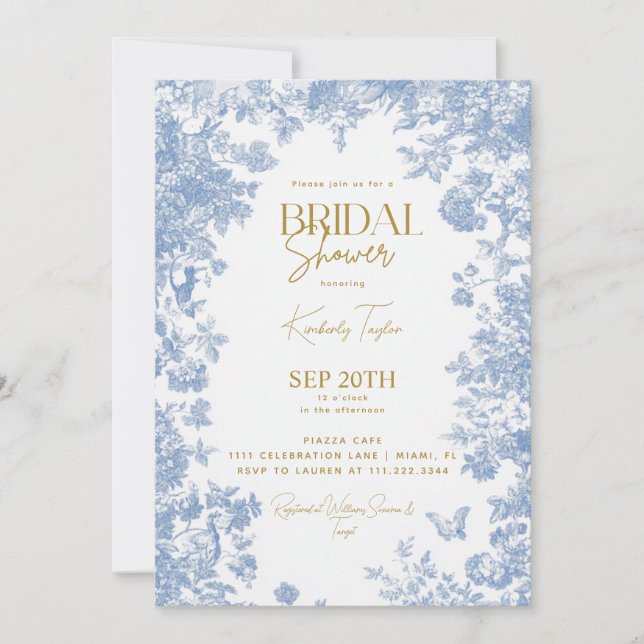 Invitation Toile Florale Fête de Mariage (Devant)
