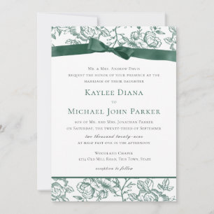 Invitation Toile française et Sage Green Bow