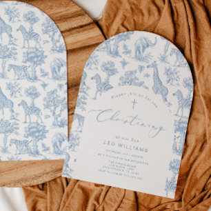 Invitation Toile Garçon Baptême Safari Chinoiserie