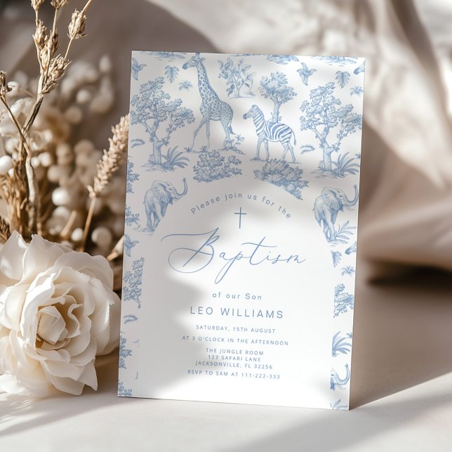 Invitation Toile Garçon Baptême Safari Chinoiserie (Créateur téléchargé)