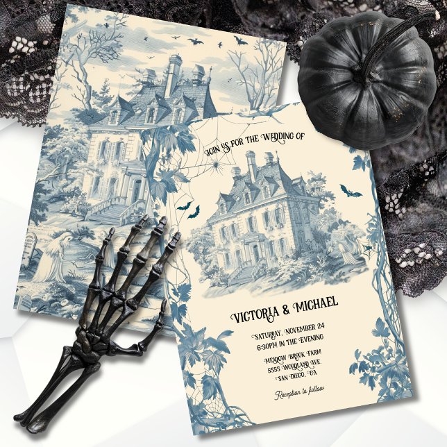 Invitation Toile Ghoestic Halloween château mariage Invitatio (Créateur téléchargé)
