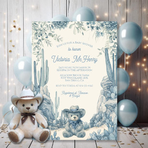 Invitation Toile Little Cowboy Teddy Bear Baby shower