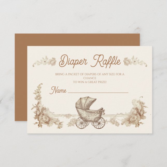 Invitation Toile Neutral Teddy Bear Diaper Raffin (Devant / Derrière)