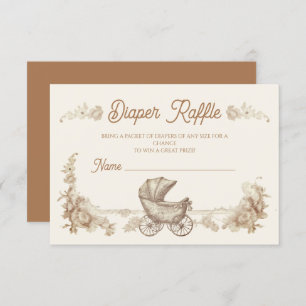 Invitation Toile Neutral Teddy Bear Diaper Raffin