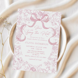 Invitation Toile Pink Bow Elle noue la Fête des mariées de no