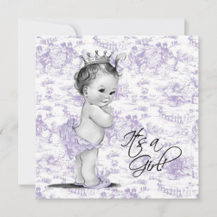 Invitation Toile pourpre bébé fille douche
