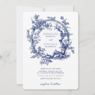 Invitation Toile romantique de Jouy et avec des Inséparables