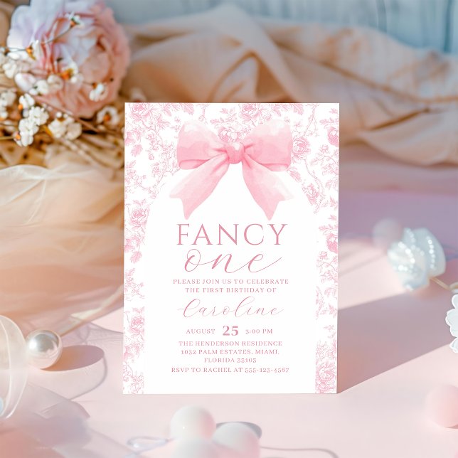 Invitation Toile rose Bow fantaisie un anniversaire Invitatio (Créateur téléchargé)