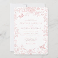 Toile rose De Jouy Mariage Floral français