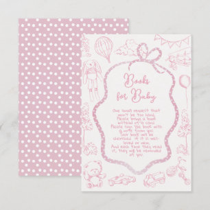 Invitation Toile rose moderne de Jouy Livres pour bébé