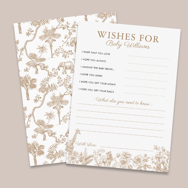 Invitation Toile Safari Baby Shower Wishes for Baby Game Card (Créateur téléchargé)