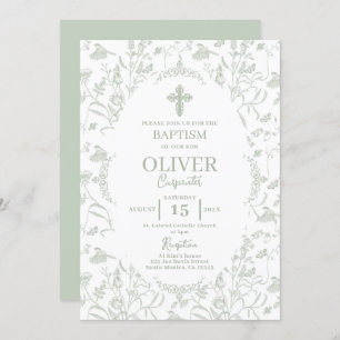 Invitation Toile Sage Baptême