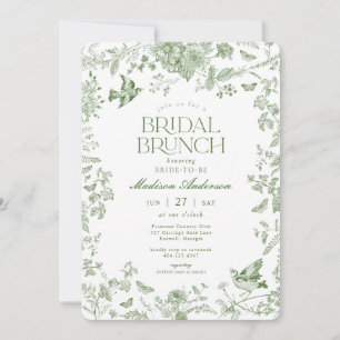 Invitation Toile Verte De Jouy Vintage Floral Bridal Brunch