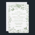 Invitation Toile Verte De Jouy Vintage Mariage Floral Françai<br><div class="desc">Transformez votre fête avec notre collection de décors Olive Green Toile de Jouy Party. Cet ensemble élégant présente des fleurs sauvages de chinoiserie, des oiseaux et des papillons, tous méticuleusement conçus pour créer une atmosphère sophistiquée et intemporelle. Avec des fleurs détaillées et une riche palette de vert d'olive, cette collection...</div>