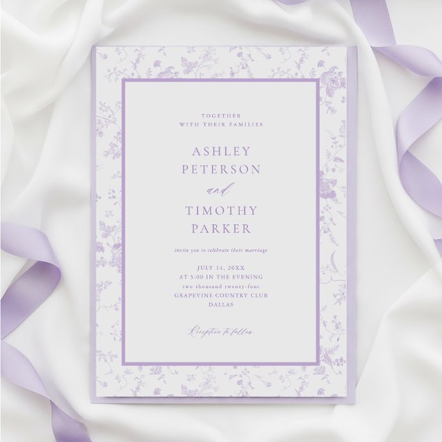 Invitation Toile victorienne French Lavender Classic Mariage (Créateur téléchargé)