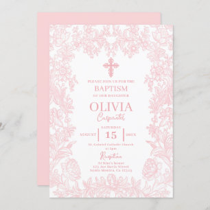 Invitation Toile Vintage cadre Baptême