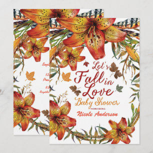 Invitation TOMBÉ AMOUREUX Fleurs Orange Lys Baby Shower