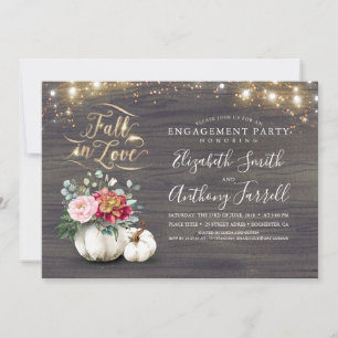 Invitation Tombe dans l'amour Blanc Citrouille Rustic Engagem