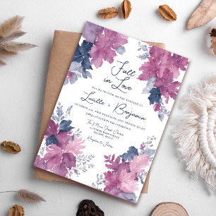 Invitation Tombe dans l'amour Feuilles d'automne Marine Blue
