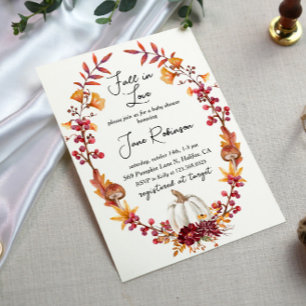 Invitation Tombe en amour Baby shower Citrouille blanc