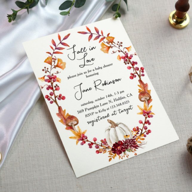 Invitation Tombe en amour Baby shower Citrouille blanc (Créateur téléchargé)