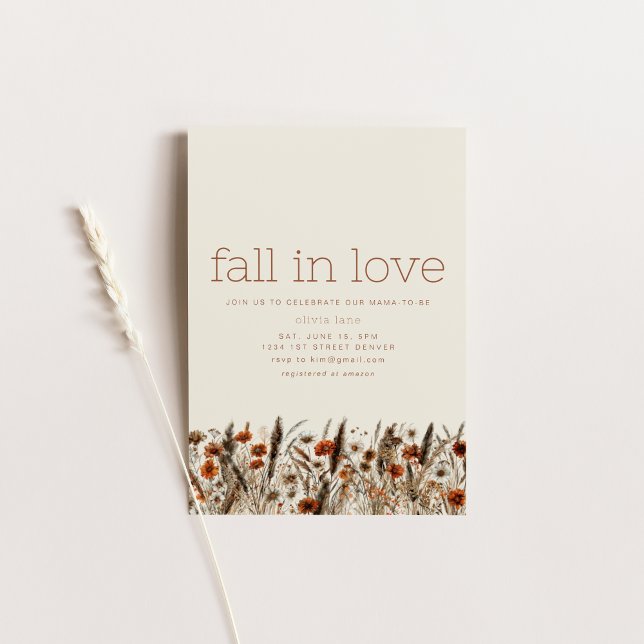 Invitation Tombe en amour Baby shower d'automne (Créateur téléchargé)