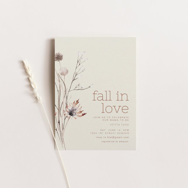 Invitation Tombe en amour Baby shower d'automne (Créateur téléchargé)