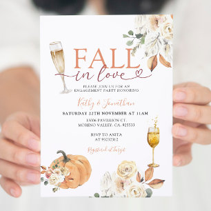 Invitation Tombe en amour Citrouille Ivory Floral Engagement
