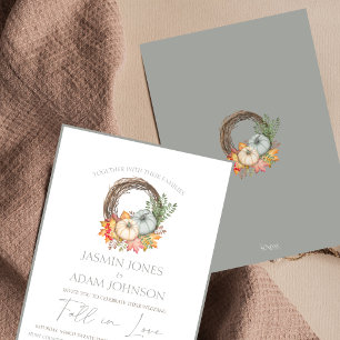 Invitation Tombe en amour Dusty Bleu Automne Citrouille Maria