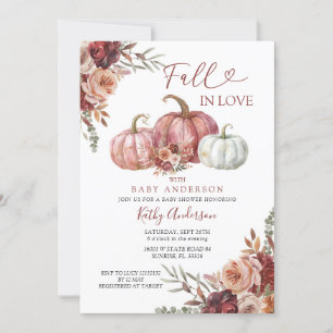Invitation Tombe en amour Floral Citrouille Baby shower Party
