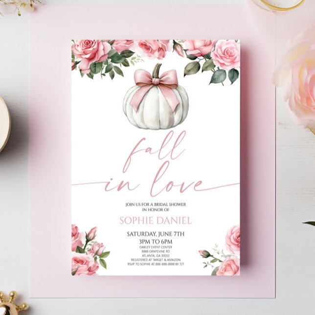 Invitation Tombée amoureuse Arc rose Citrouille Floral Shower (Créateur téléchargé)