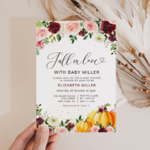 Invitation tomber amoureux autiumn baby shower floral invitat