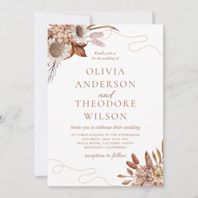 Invitation Tomber amoureux | Boho Flowers Mariage QR Code (Devant)