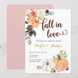 Invitation tomber amoureux citrouille couple douche invitatio