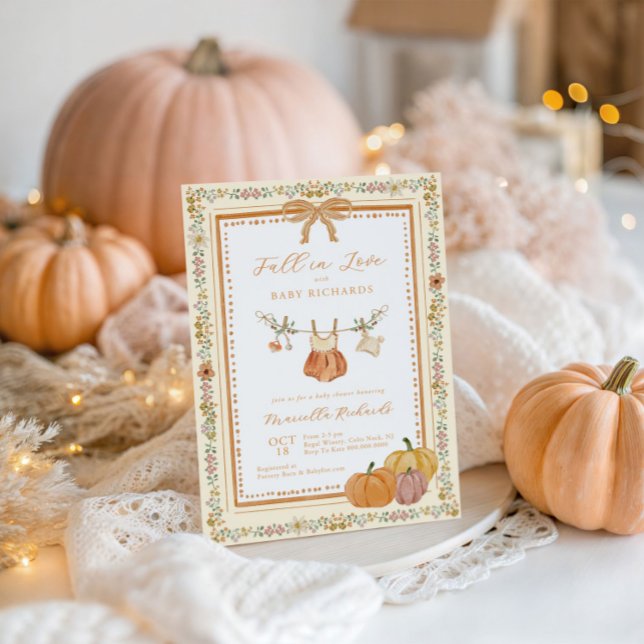 Invitation Tomber amoureux de bébé Shower Fille d'automne (Créateur téléchargé)
