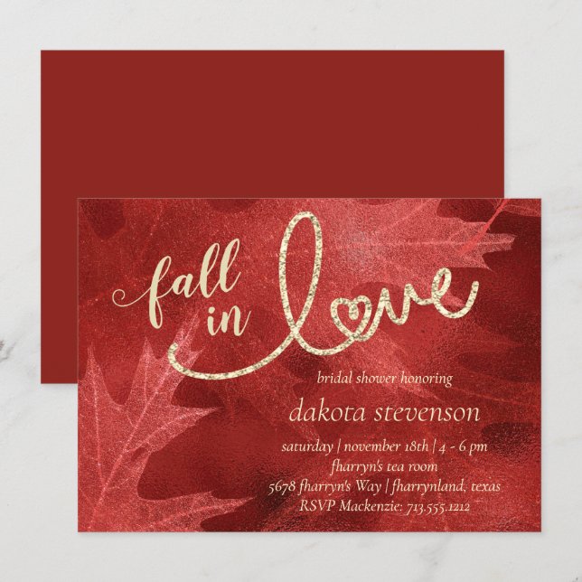 Invitation Tomber amoureux de l'automne | Thanksgiving rustiq (Devant / Derrière)