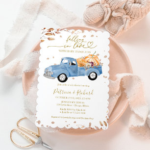 Invitation Tomber amoureux Garçon Baby Shower camion bleu d'a