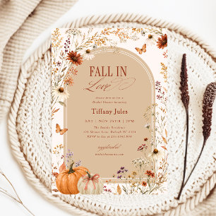 Invitation Tomber Amoureux Nœud Papillon Citrouille Floral Ma