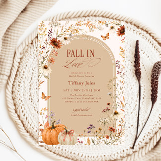 Invitation Tomber Amoureux Nœud Papillon Citrouille Floral Ma