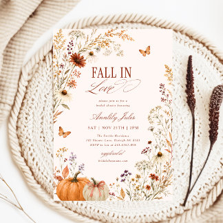 Invitation Tomber Amoureux Nœud Papillon Citrouille Floral Ma