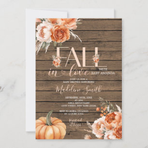 Invitation Tomber Dans L'Amour Automne Bois Rustique Avec Bab