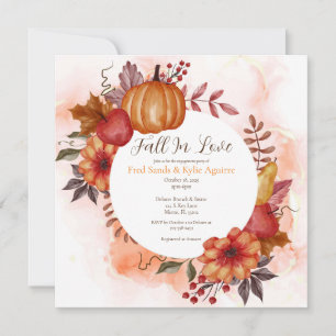 Invitation Tomber dans l'amour Automne Citrouille Engagement 