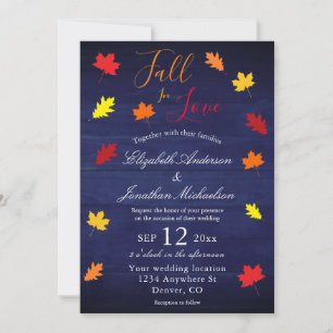 Invitation Tomber dans l'amour Automne Feuilles Mariage