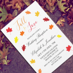 Invitation Tomber Dans L'Amour Automne Feuilles Mariage Récep